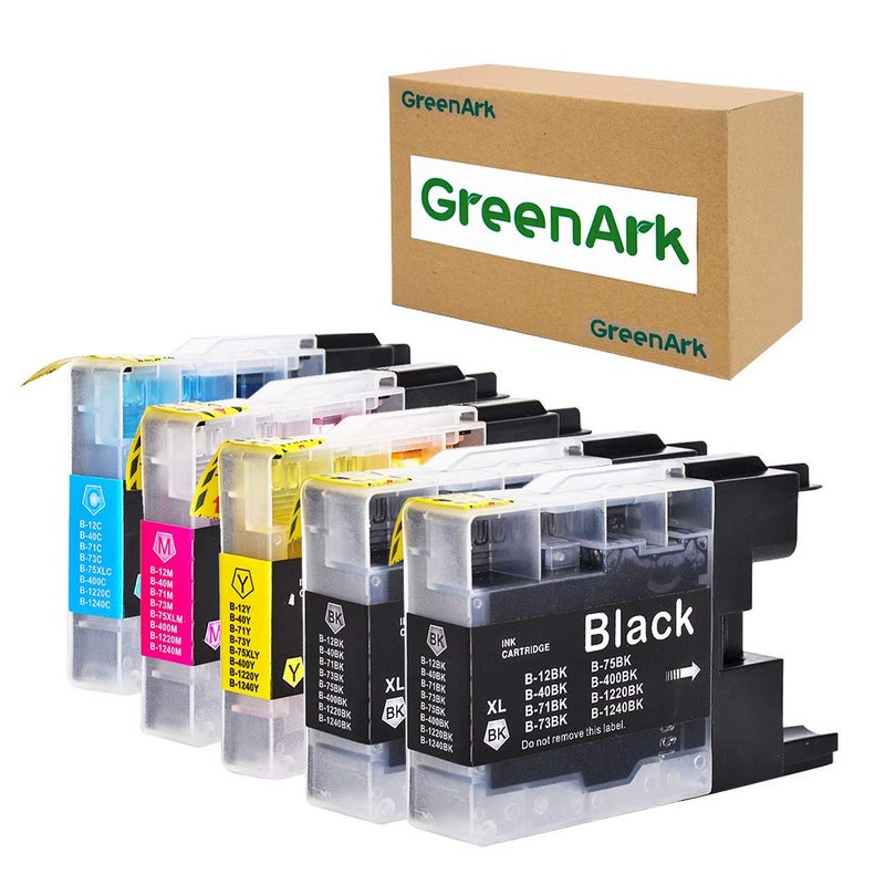 GREENARK Compatible Ink Cartridge Replacement for Brother LC75 LC71XL High Yield Ink Work for Brother MFC-J280W MFC-J425W MFC-J6510DW MFC-J6710DW MFC-J6910DW (2 Black, 1 Cyan, 1 Magenta, 1 Yellow) - Image 1